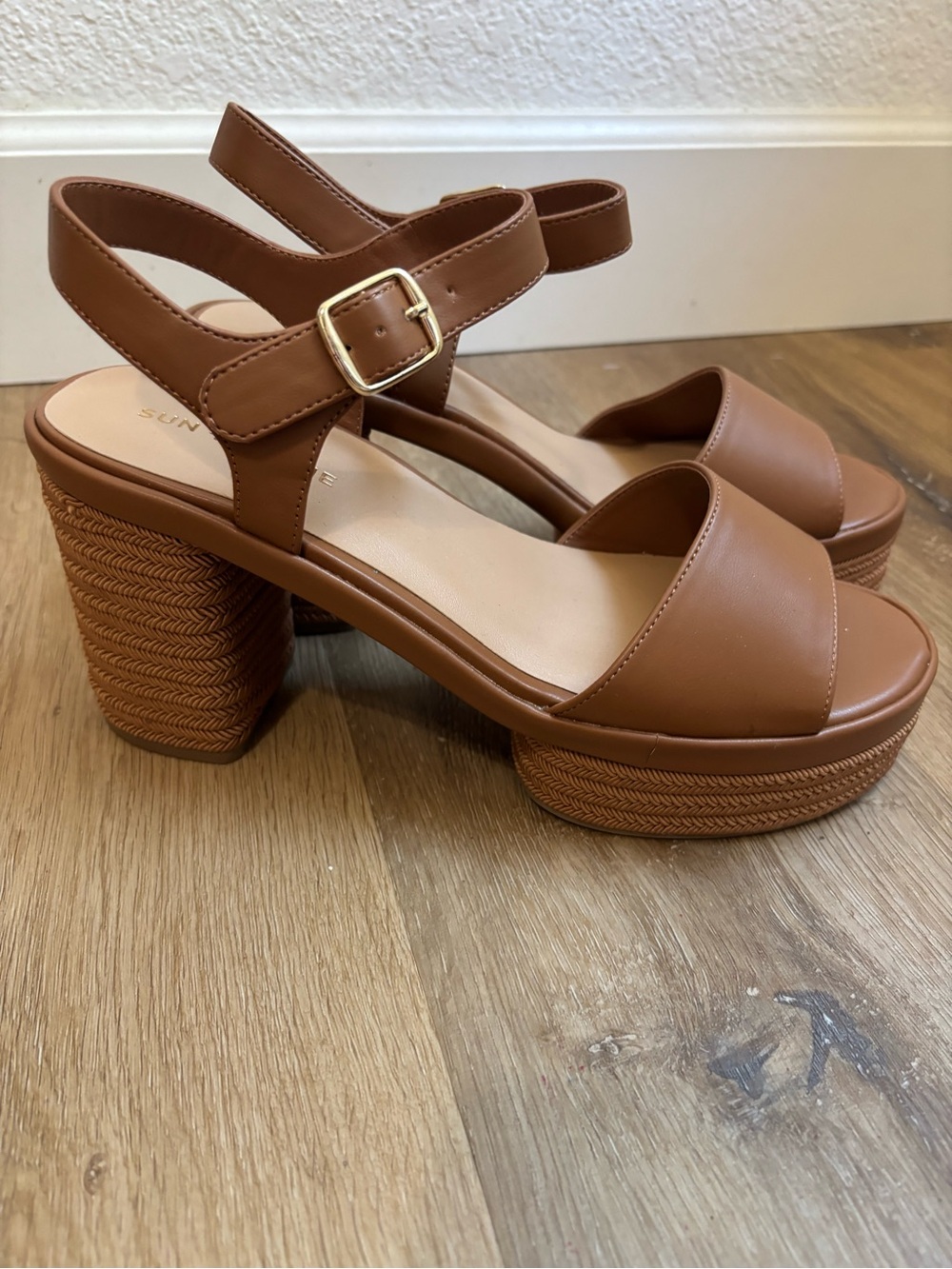 Sun + Stone Platform Block Heel Sandal Tan Boho Womens Size 11 - Picture 3 of 9